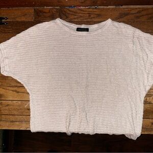 Tahari White Boxy Ribbed Crop Top